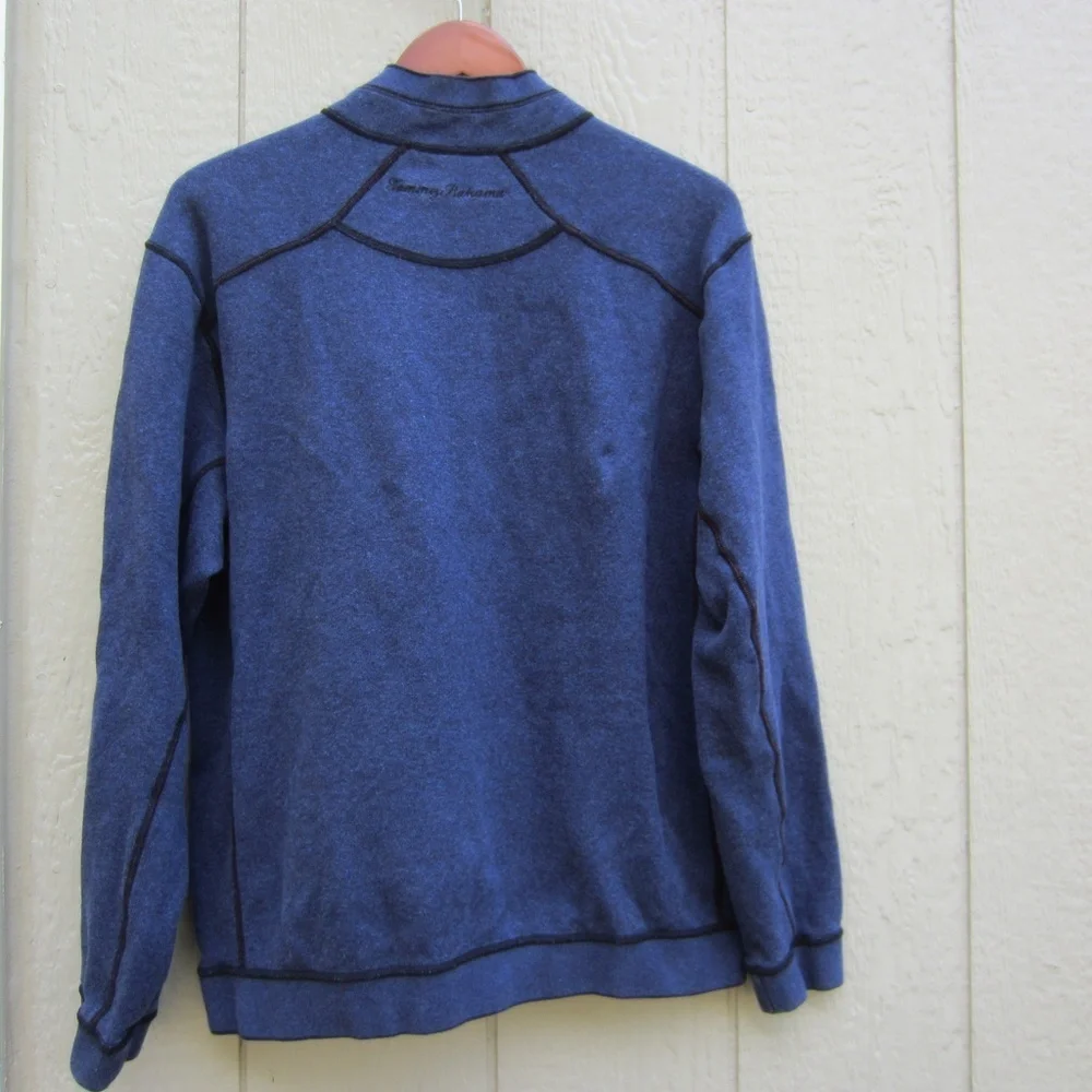 Tommy Bahama Flipshore Reversible Sweatshirt Men's L-XL?Black/Blue Half Zip READ